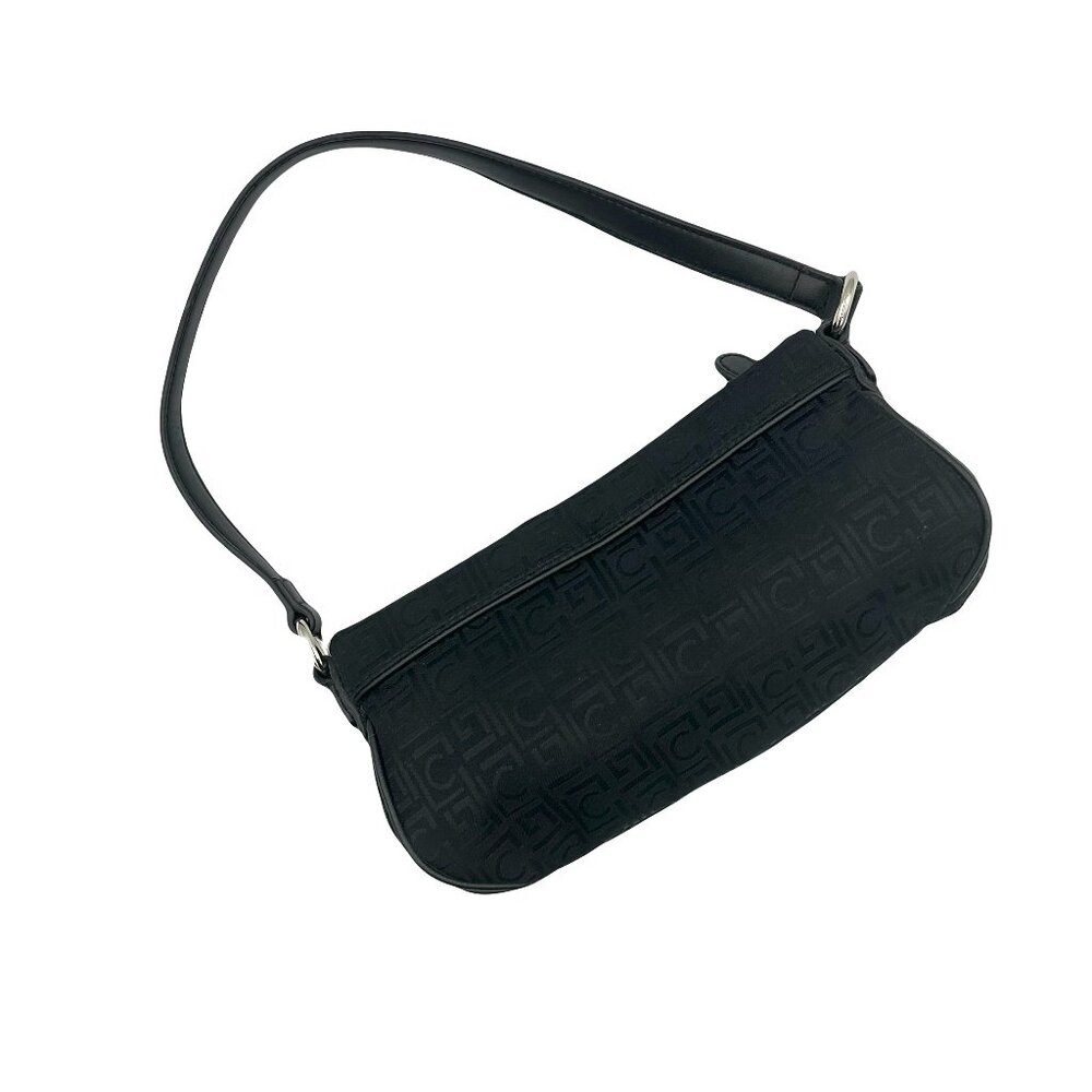 Liz Claiborne Vtg Black Mini Small Canvas Monogram Shoulder Bag
